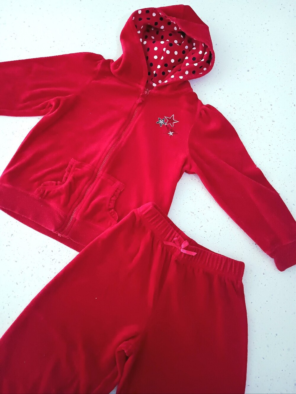 Vintage Girls' Red Velour Jacket and Pants Set Size 4T